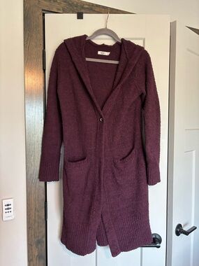UGG Hooded Long Cardigan in Plum